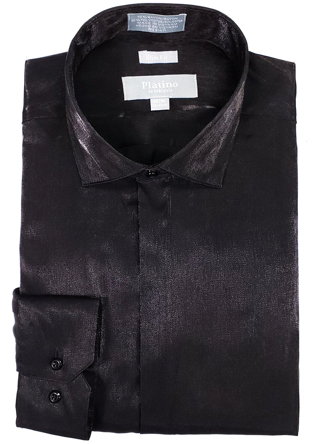 Camisa SATINADA SLIM FIT PLATINO: Elegancia NEGRA para el hombre moderno.